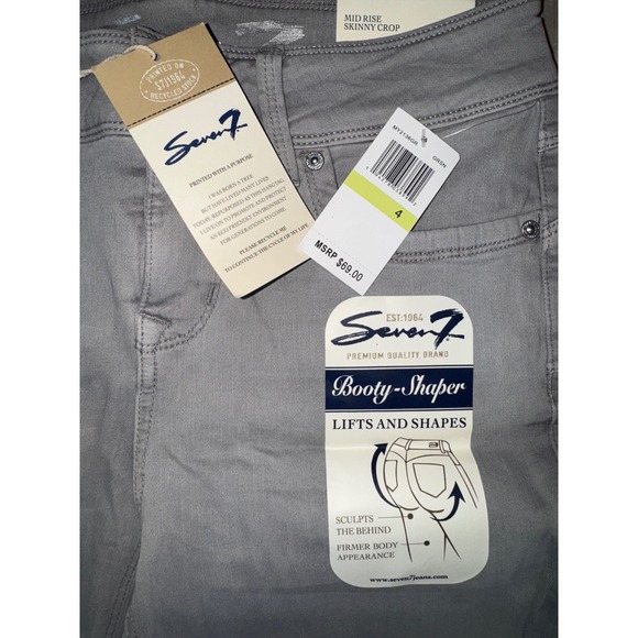 Seven7 Booty-Shaper Jeans Women Grey Mid Rise Skinny Crop MY2136GR Size 4 NWT - Picture 4 of 8